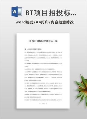 bt项目的招投标(bt项目招投标管理办法)